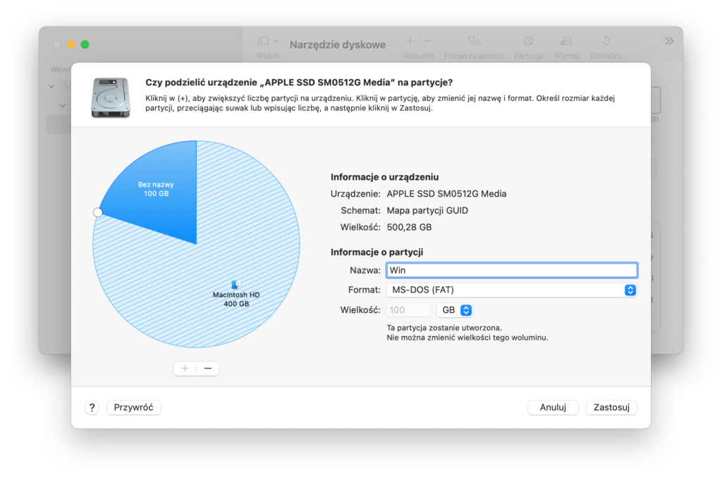 Narzędzia Dyskowe - macOS. Przygotowanie partycji pod system Windows 11 LTSC